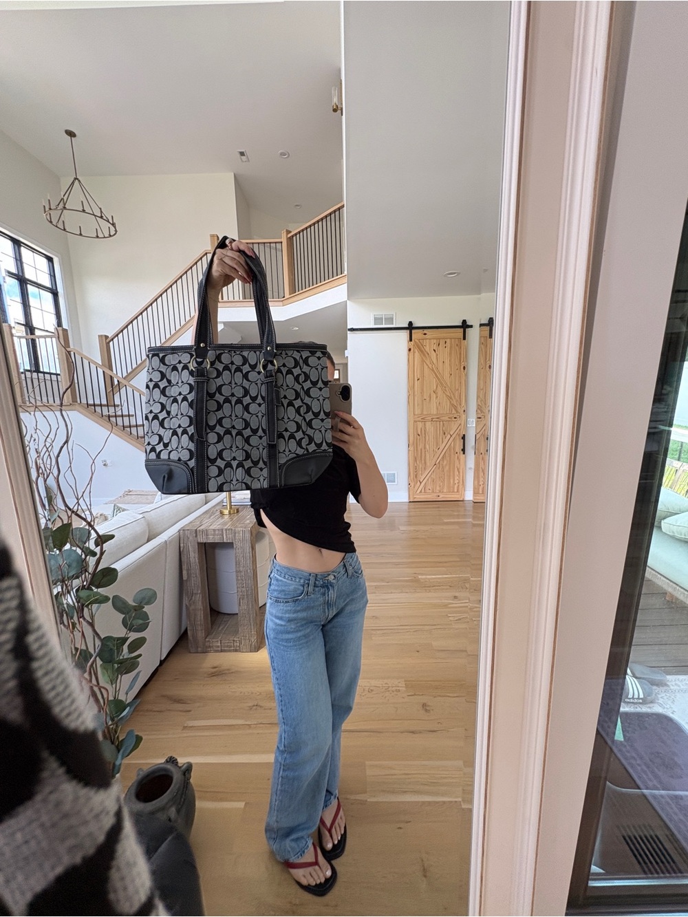 Coach Black and Gray Signature Canvas Tote